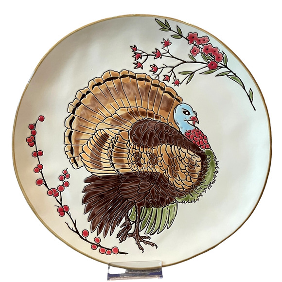 SPECTRUM DESIGNZ Thanksgiving Turkey Dinner Plates 11in Set of 4 NEW - Picture 7 of 11